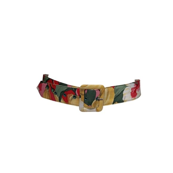 Coat or Dress Belt Floral Flowers Print with Covered Buckle 26\